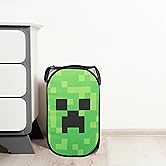 Jay Franco Minecraft Creeper Pop Up Hamper - Mesh Laundry Basket/Bag with Durable Handles. 22 x 14
