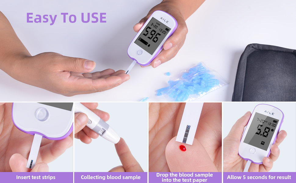 Blood Glucose Test Kit for Diabetes AILE Blood Sugar monitor testing