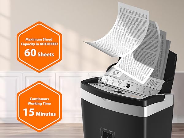 Distruggi Documenti 60 Fogli Automatico - Trituratore Micro Taglio P5 Per Ufficio Con 20L Cestino