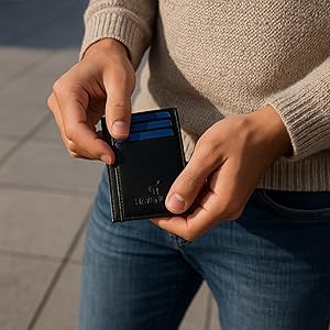 front pocket RFID wallet for men – slim leather minimalist design for everyday and work carry