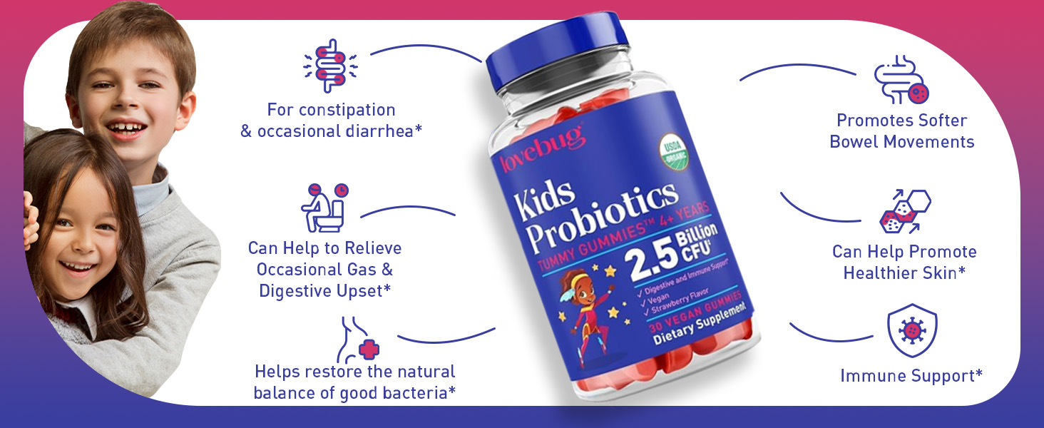 probiotic gummies Bacillus subtilis strawberry flavor