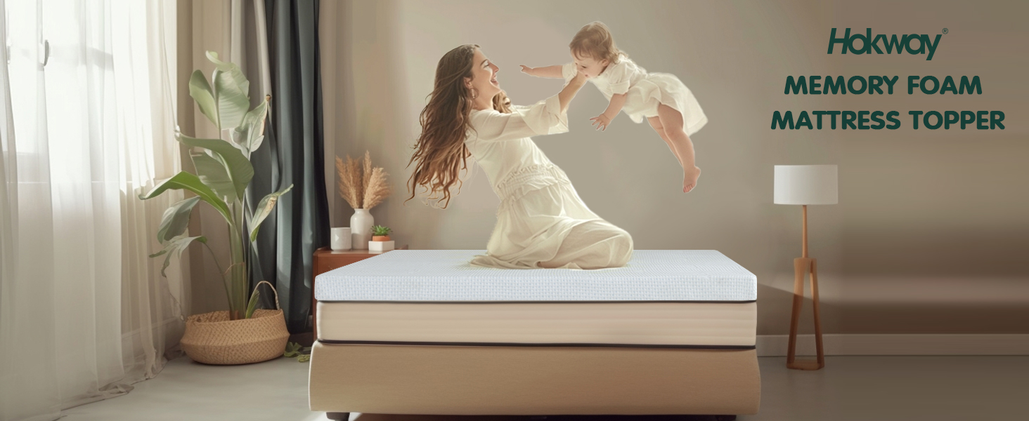 Hokway 10cm Double Memory Foam Mattress Topper, Soft and Cooling Gel