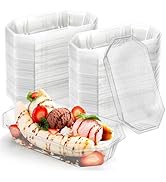 ZOOFOX 200 Pack Banana Split Boat Plate, 12 oz Disposable Ice Cream Sundae Bowls, Clear PET Plast...