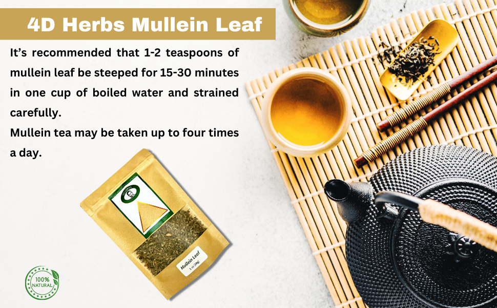 4D Herbs Mullein Leaf, Organic Mullein, Lung Support Herbal