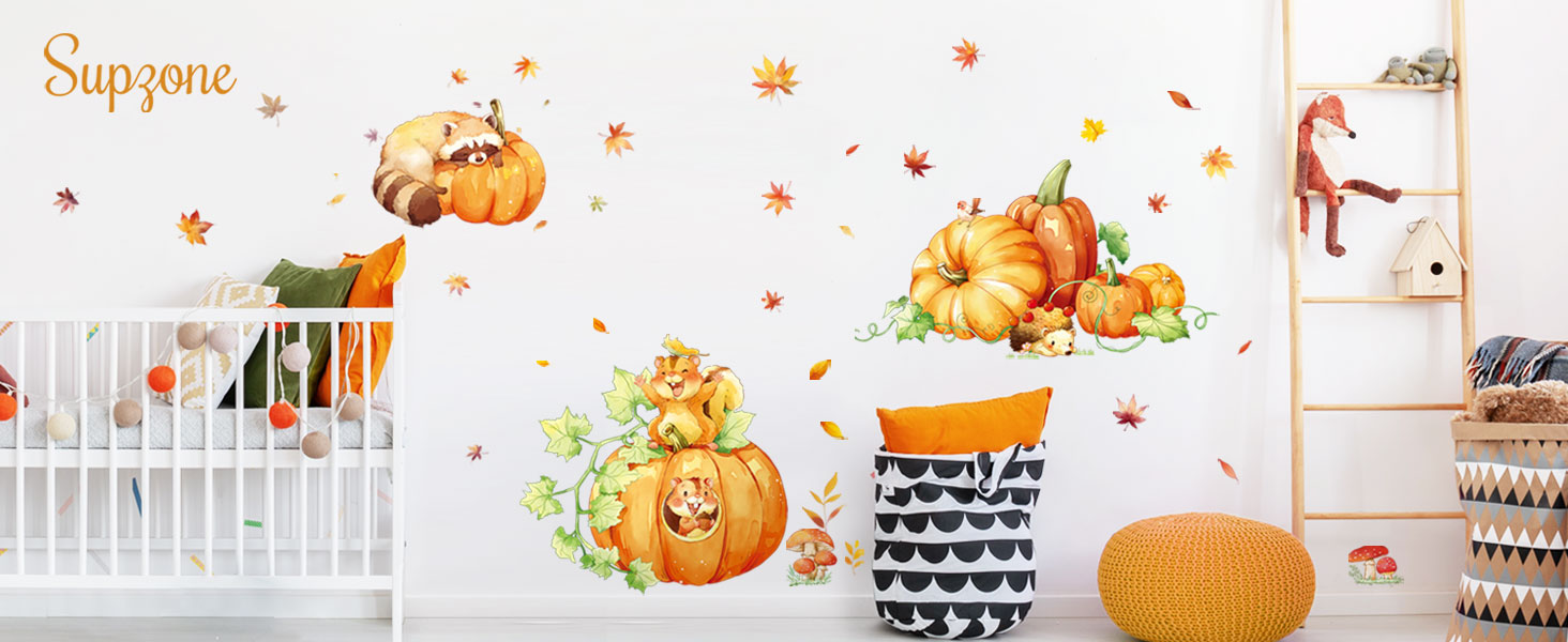 Large Autumn Tree Wall Decals Gold Ginkgo Tree Fall Leaf