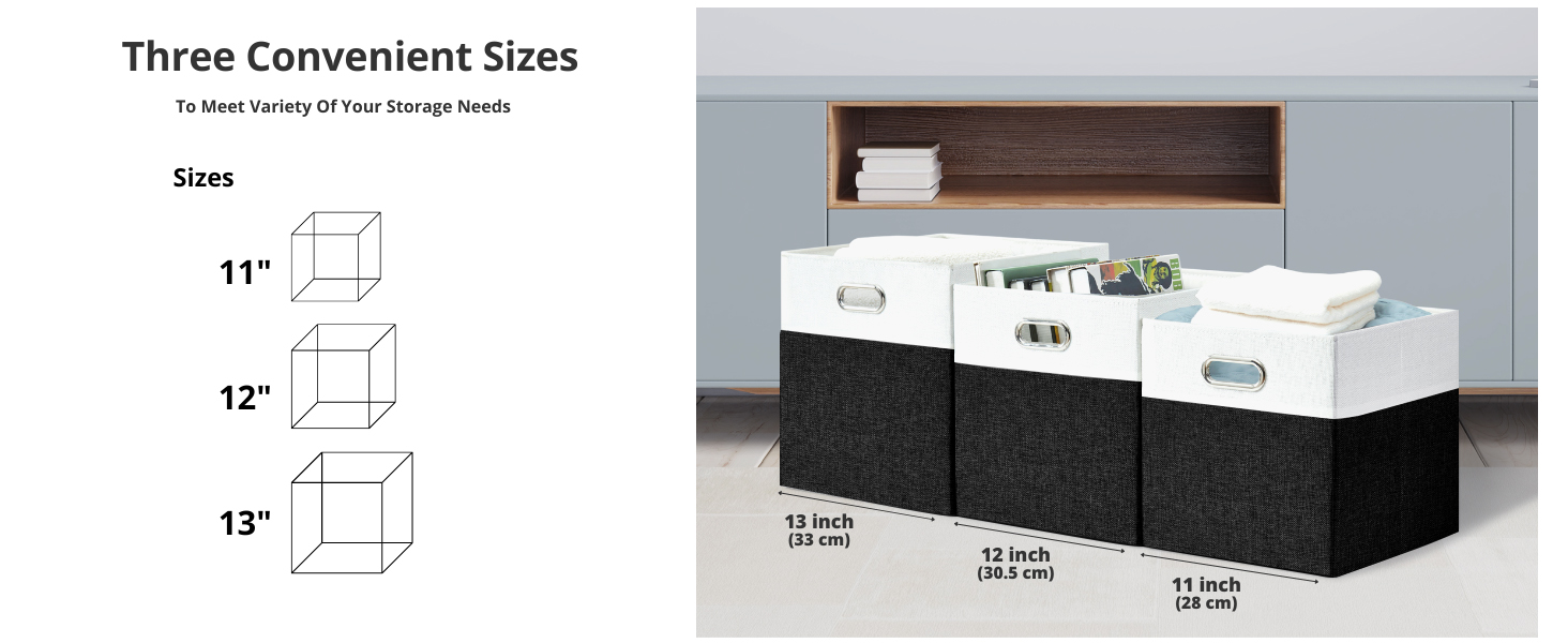 Storage Baskets Foldable Storage Cubes 3 Pack Nursery