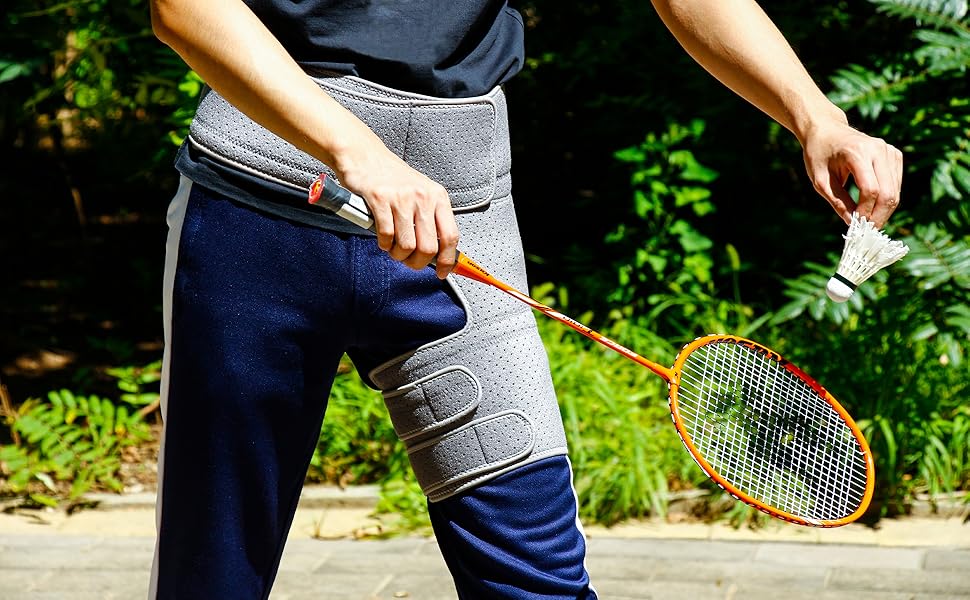 REAQER Hip Thigh Support Brace Breathable Groin Compression Wrap for