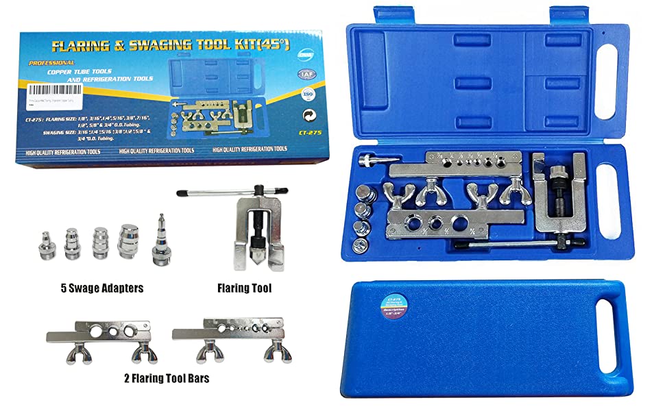 HVAC Flaring and Swaging Tool Kit Flares Soft Refrigeration Copper Pipe