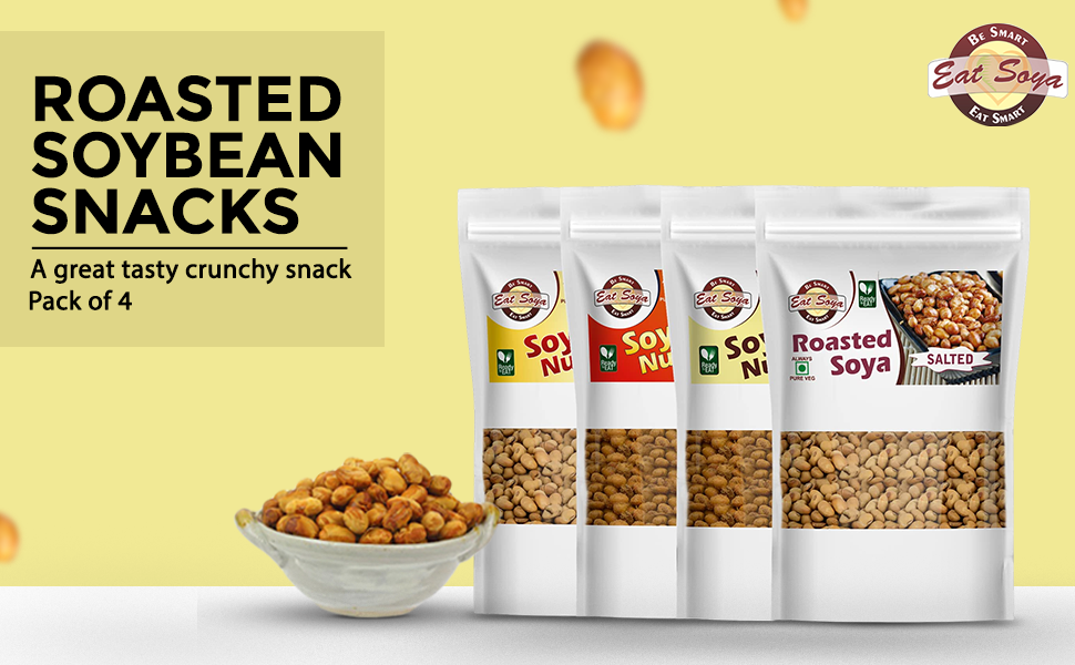 Eat Soya...BE SMART EAT SMART Healthy Roasted Soybean Namkeen And Snacks Tasty, Delicious l Keto