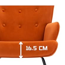 Velvet Rocking Chair Wingback Armchair For Living Room, Orange 14 1