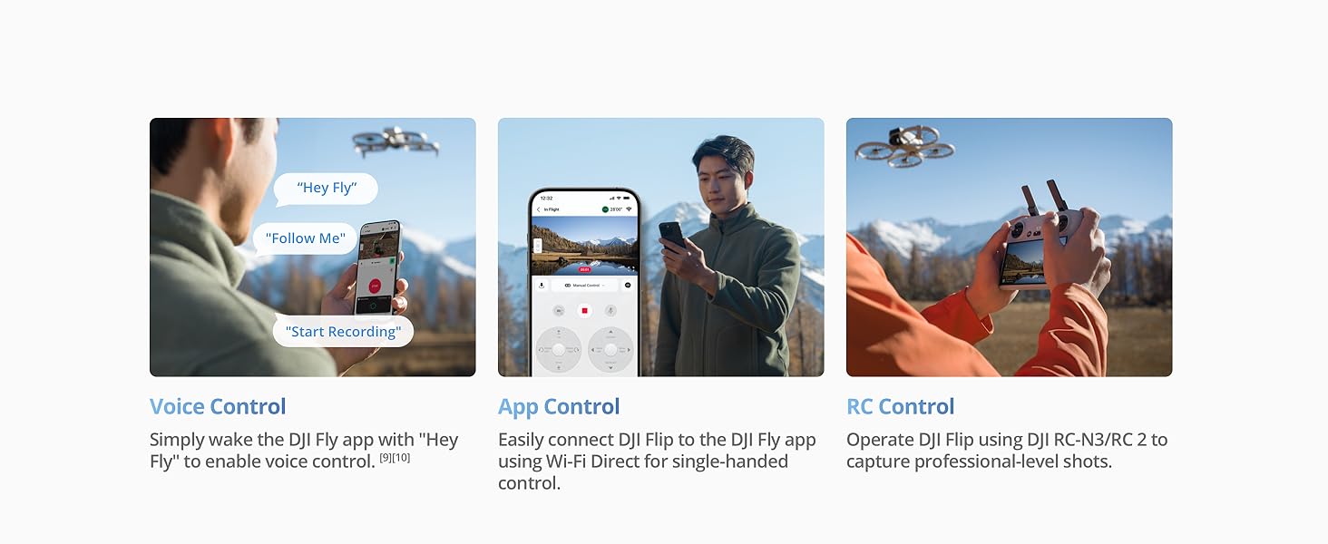 DJI Flip Drone RC 2 - Voice control, App control, and RC control