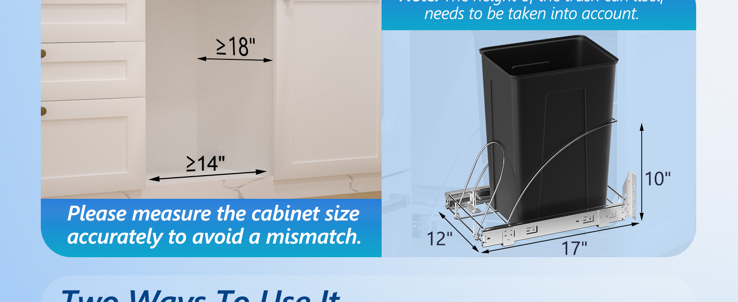 Insputer Pull Out Garbage Bin Kitchen, Under Sink Garbage Can with Door