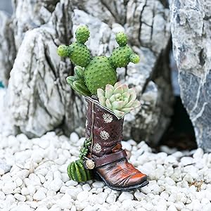 This Cactus Shoe Statue made of durable resin materials, waterproof and anti-fading. 