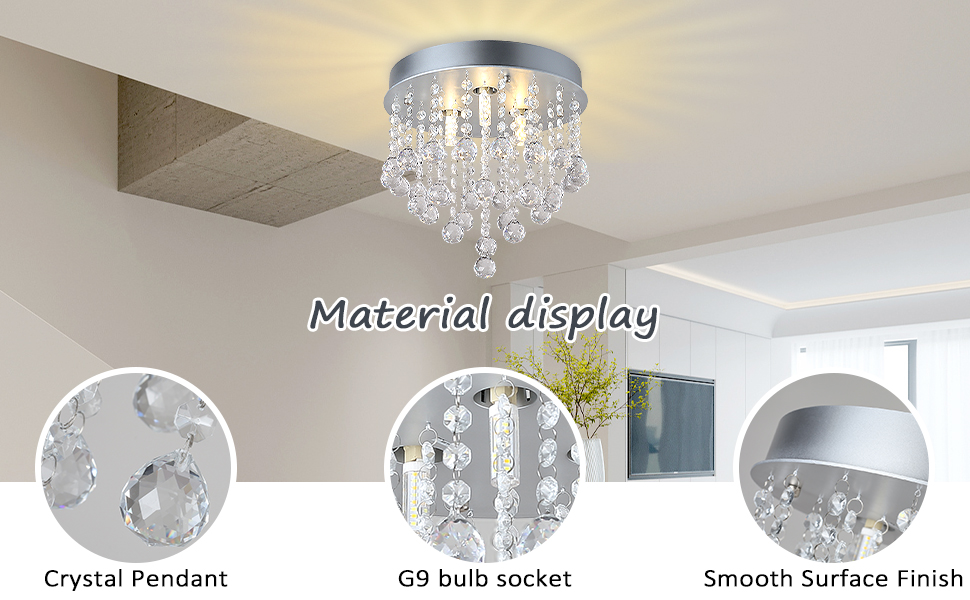 RUIBO Chandeliers Ceiling Light Modern,Flush Mount Crystal Ceiling