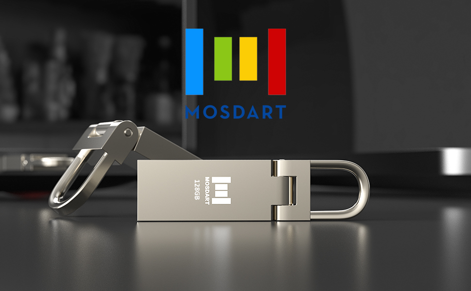 MOSDART 128GB Waterproof Metal USB 2.0 Flash Drive with