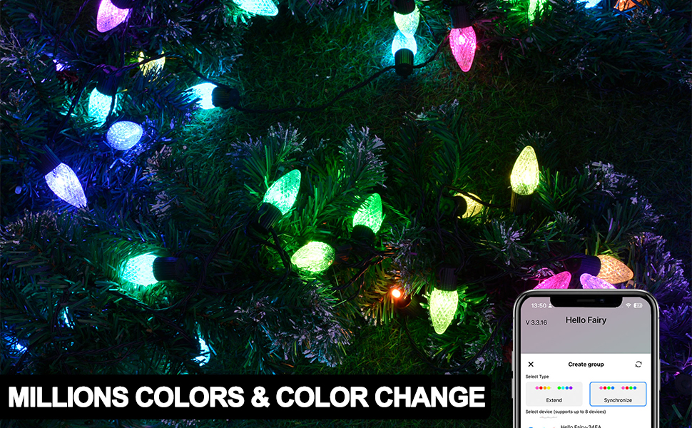 Christmas C9 Lights Outdoor, 33ft 50LED String Lights, Color Changing