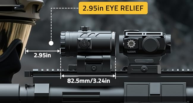 2.95in eye relief - CVLIFE JackalHowl 3X Red Dot Magnifier