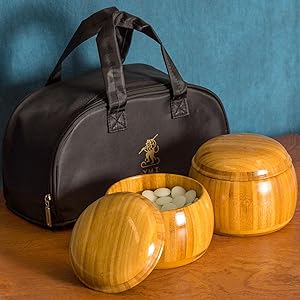 Bamboo 0.8-Inch Etched Reversible 19x19 / 13x13 Go Game Set Board