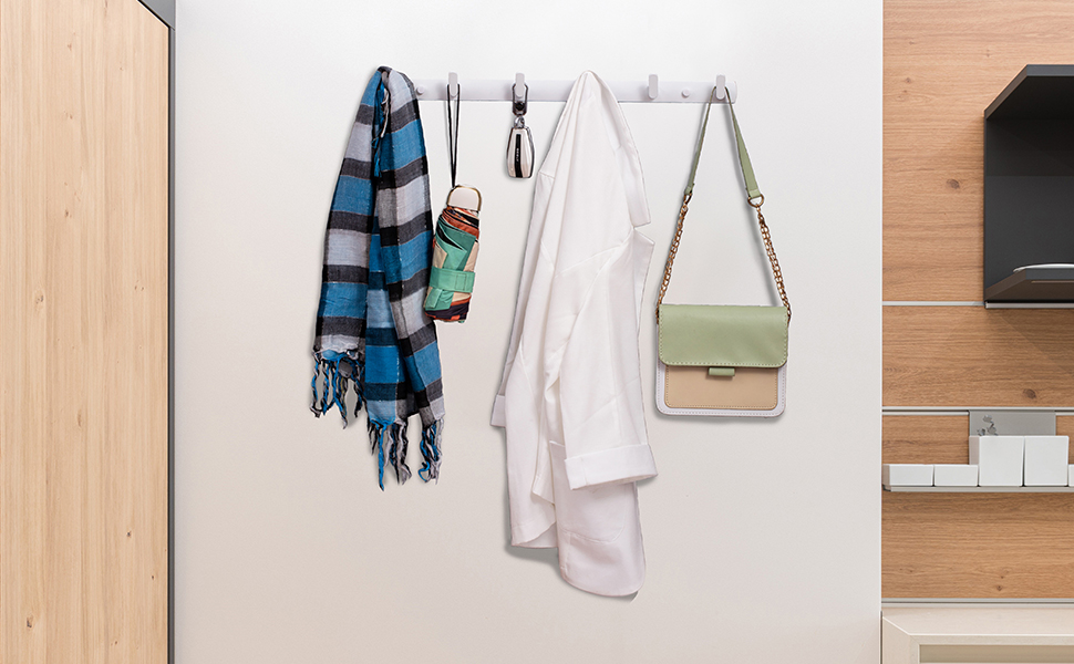 Fecraf White Coat Rack Wall Mount, Heavy Duty Small Wall