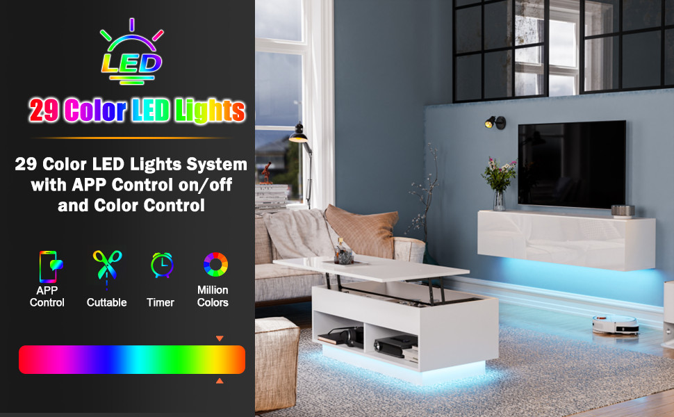 LED Entertainment Center with High Gloss