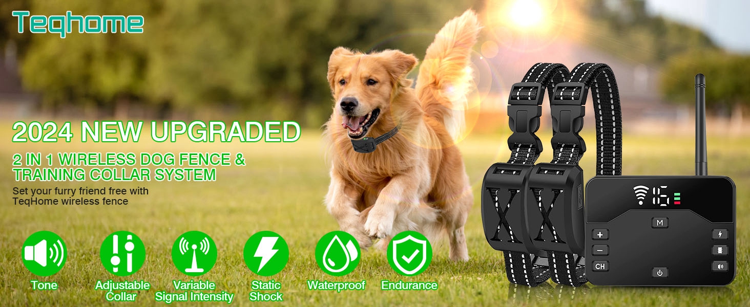 TeqHome Wireless Dog Fence, 2024 Upgraded Electric Fence