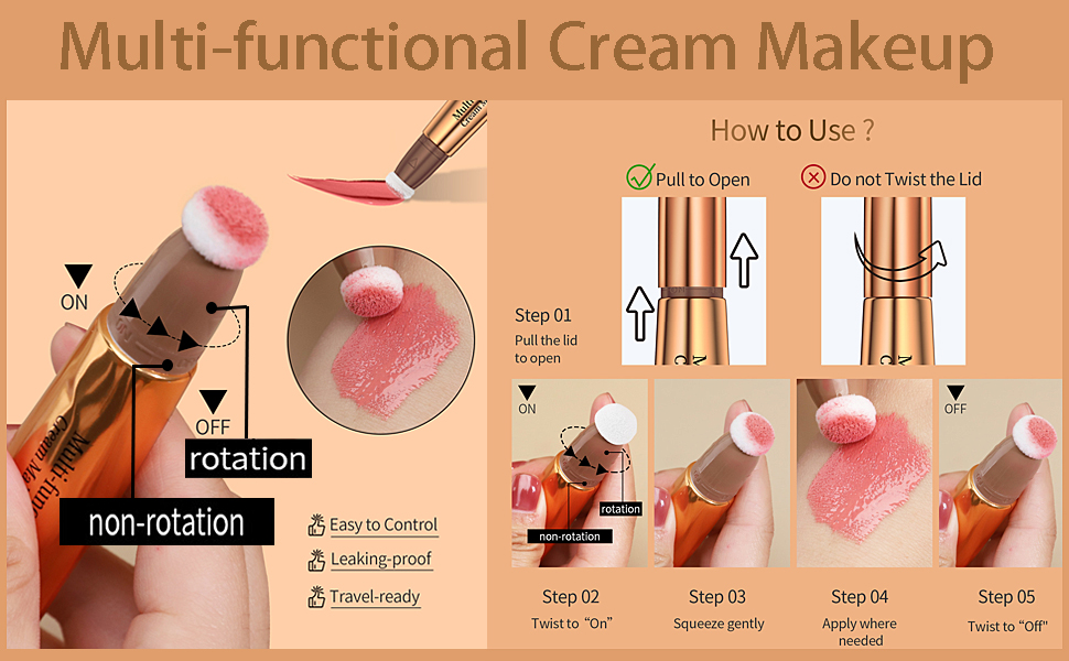 Creme Kontur Sticks mit Kissen Applicator, Bronzer Highlighter Blush