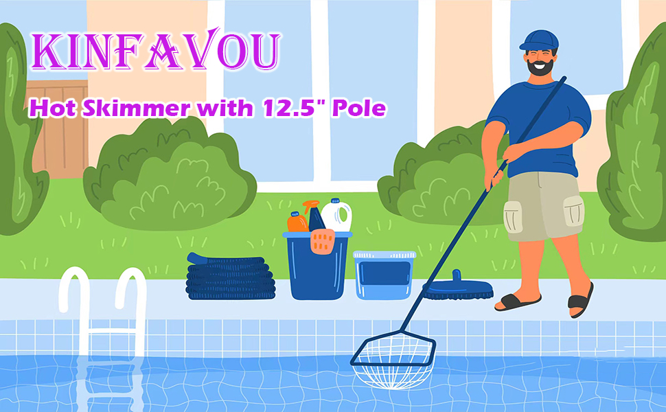 KINFAVOU Pool Skimmer, Spa Hot Tub Skimmer Net with Pole