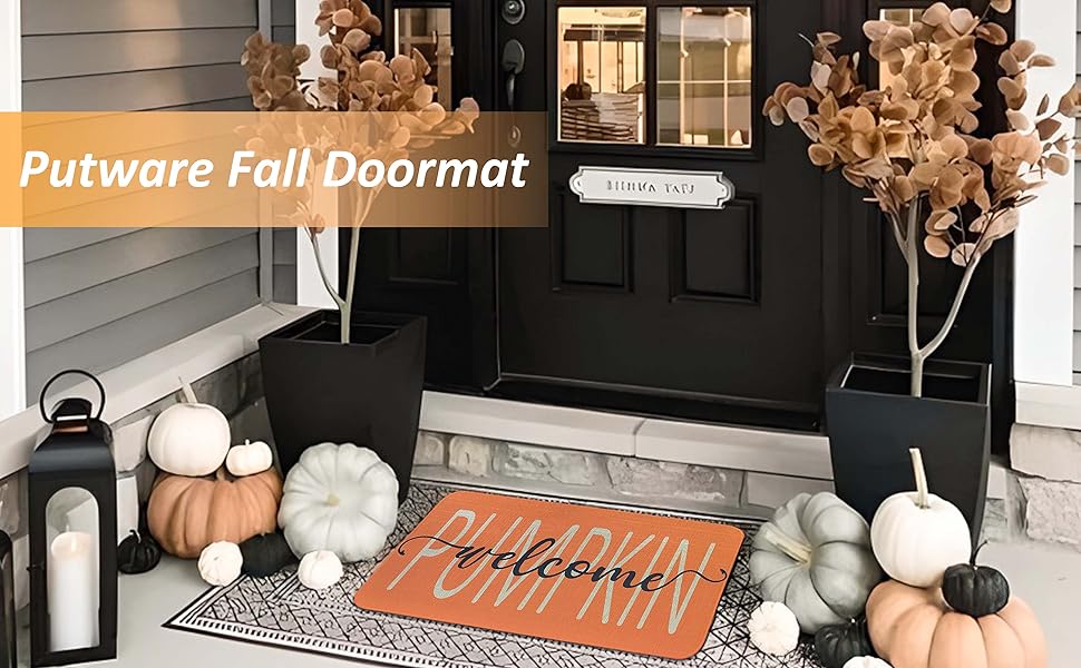 Putware Fall Door Mat Outdoor, Autumn Fall Pumpkin