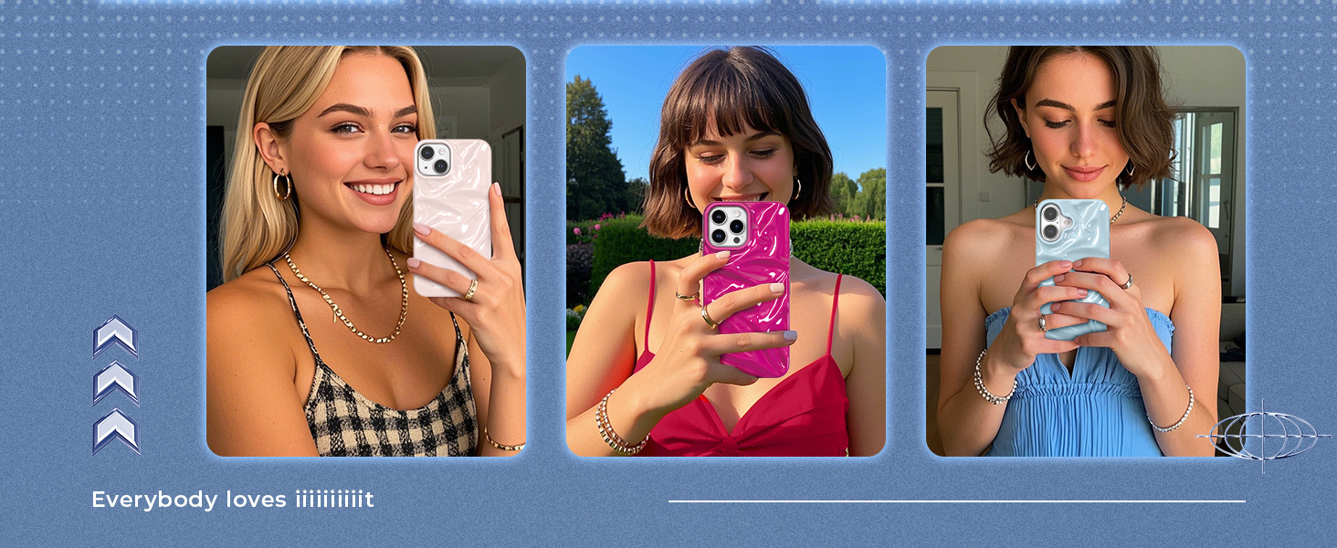 Three panel image showing individuals outdoors holding phones with protective cases, demonstrating product usage in natural lighting.