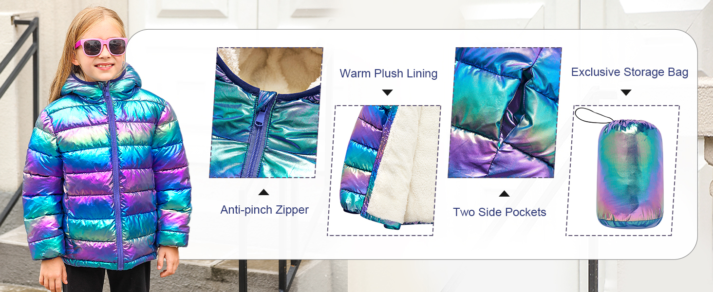 Girls' Coats Girls Winter Jacket Padded Coat Hooded Quilted Jacket