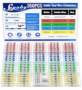 350PCS Solder Seal Wire Connectors, Self Soldering Heat Shrink Butt Connector Solder Sleeve Water...