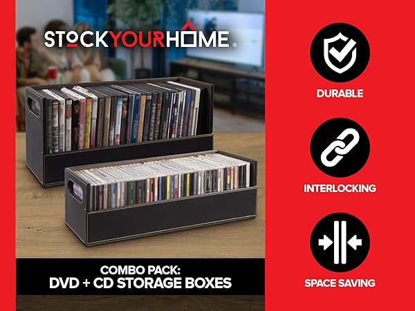 Amazon.com: Faux Leather DVD & CD Storage Box - Movie Shelf