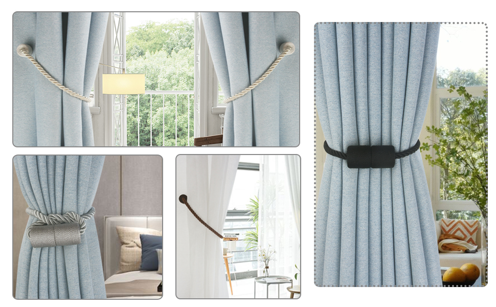 Hangtty Curtain Tiebacks 4 Pack Coffee Curtain