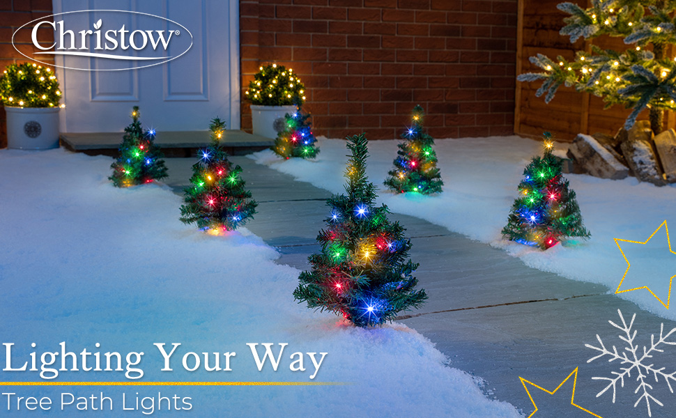 CHRISTOW Christmas Tree Path Lights Flashing Outdoor Decorations 90 LED