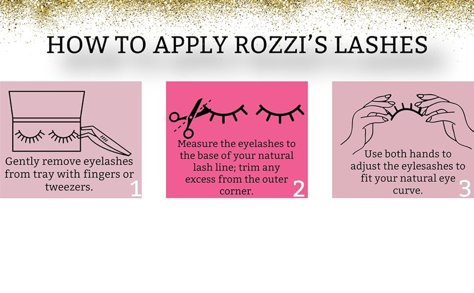 how to apply rozzi's lashes step by step