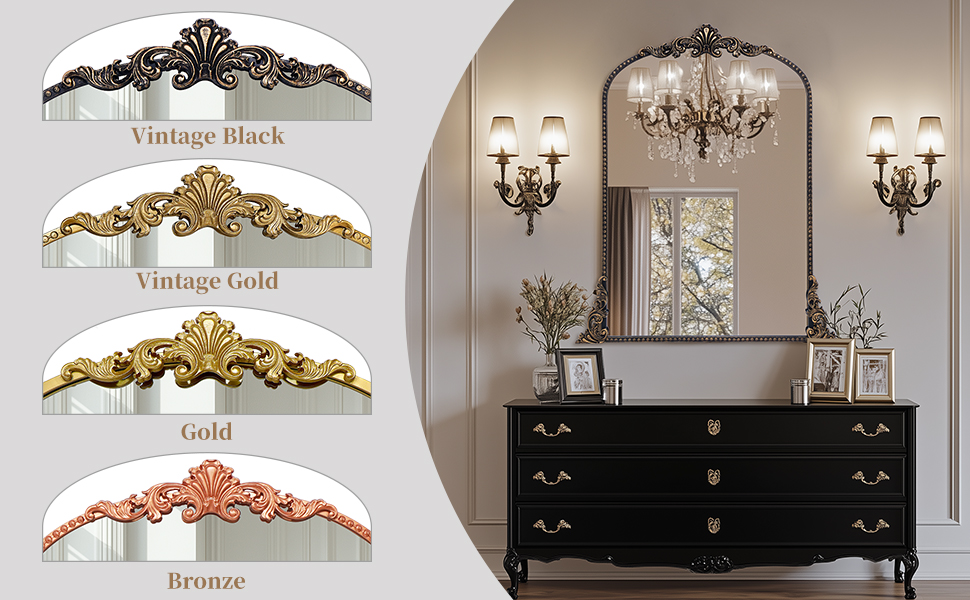 専用〜✴︎フランスアンティーク　壁掛け　置き型　モノグラム　フリルカバー2点付き Amazon.com: Chende Baroque Wall Mirror 24 x 36 Inch, Gold