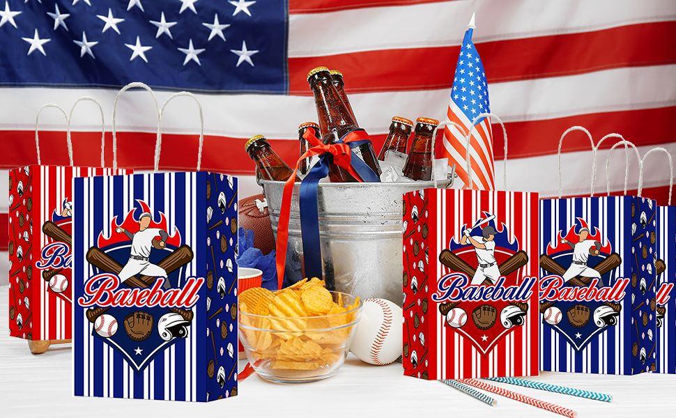 12 Pcs Baseball Party Treat Bag Baseball Gift Goodie Favor