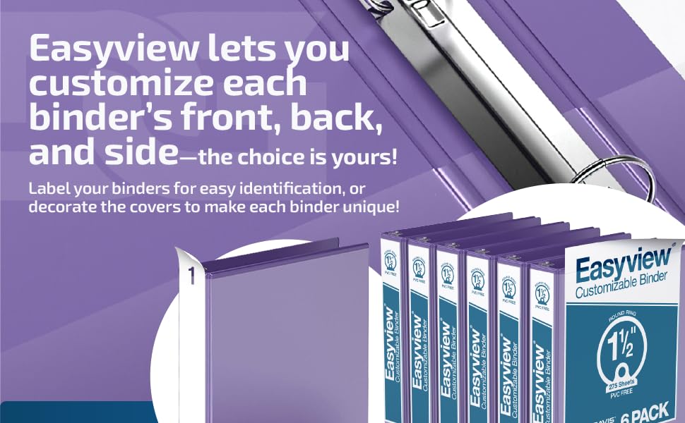 EasyView Premium 1Inch Binders with ClearView Covers, 3