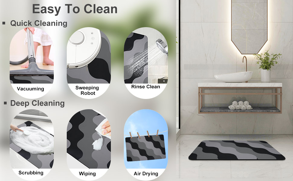 Homlab NonSlip Bathroom Bath Mat Diatomaceous Earth Bath Mat, Quick