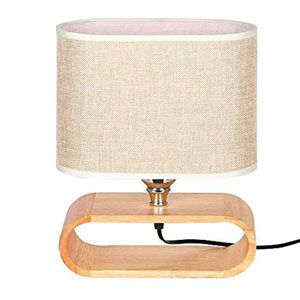 Artica Home Decorative Night Table Lamp Solid Wood & Fabric Shade Bedside Desk Lamps