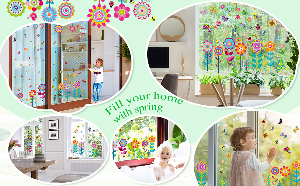 99 Pcs Spring Window Clings Butterfly Flower Window Stickers... 9 4