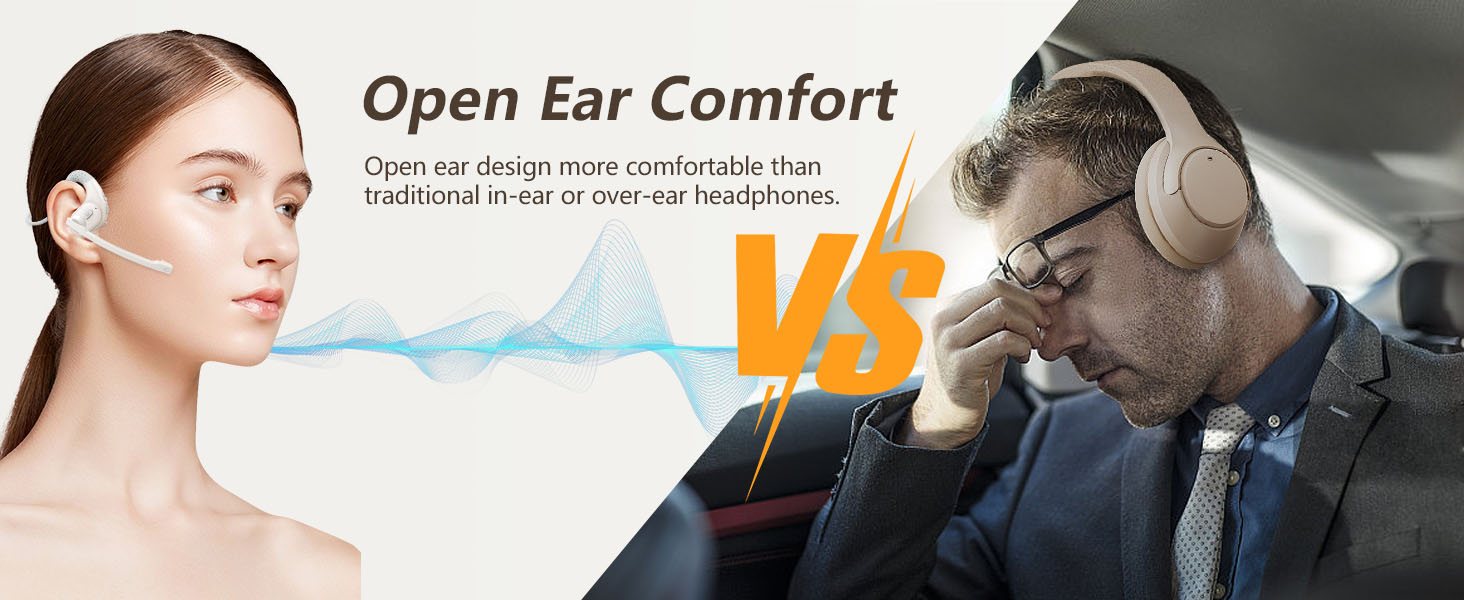 BANIGIPA Bluetooth 5.4 Headset with Microphone Noise Cancelling Open Ear Headphones for Calling 
