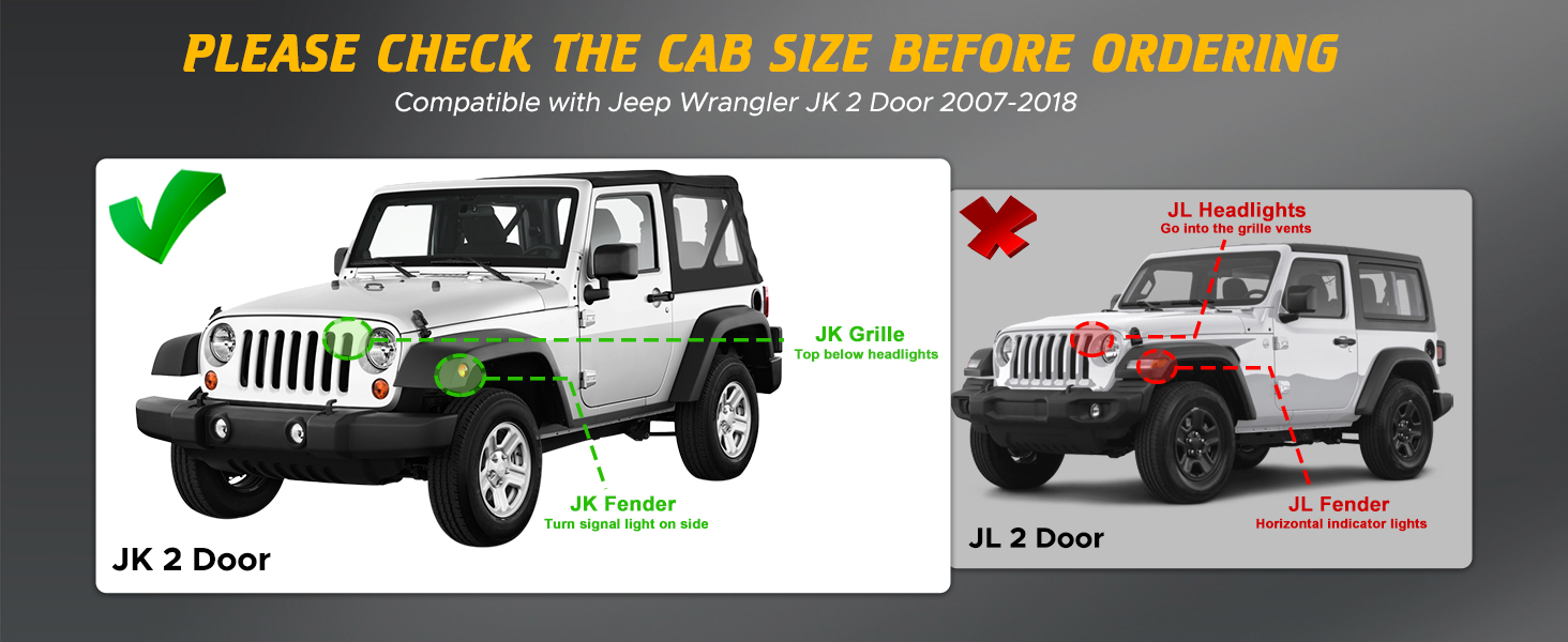 TIEZFUL Running Boards Fit for Jeep Wrangler JK 2 Door 2007