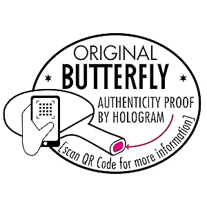 para «Original Butterfly» con una prueba de autenticidad mediante hologramas e instrucciones de escaneo de códigos QR