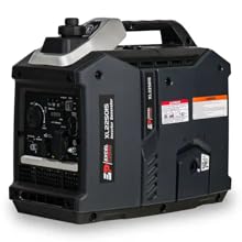 Portable inverter generator in black and gray. Features digital display, multiple outlets, and carry handle. Model XP2500iS visible on side panel.