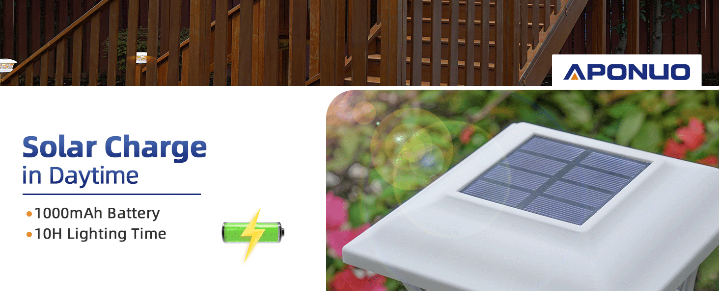 APONUO Solar Post Cap Lights,4x4 Post Solar Lights 2 Color Modes