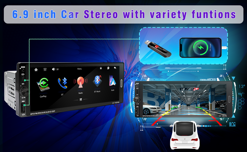 6.9inch car stereo;car radio;stereo for knob control