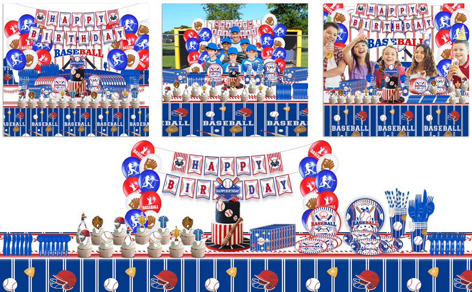 Baseball Birthday Party Supplies, 162Pcs Baseball Party