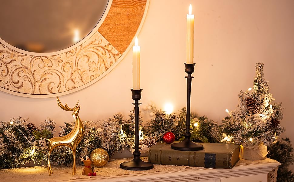 Black Candle Holders for Candlesticks Set of 2 Tall Taper