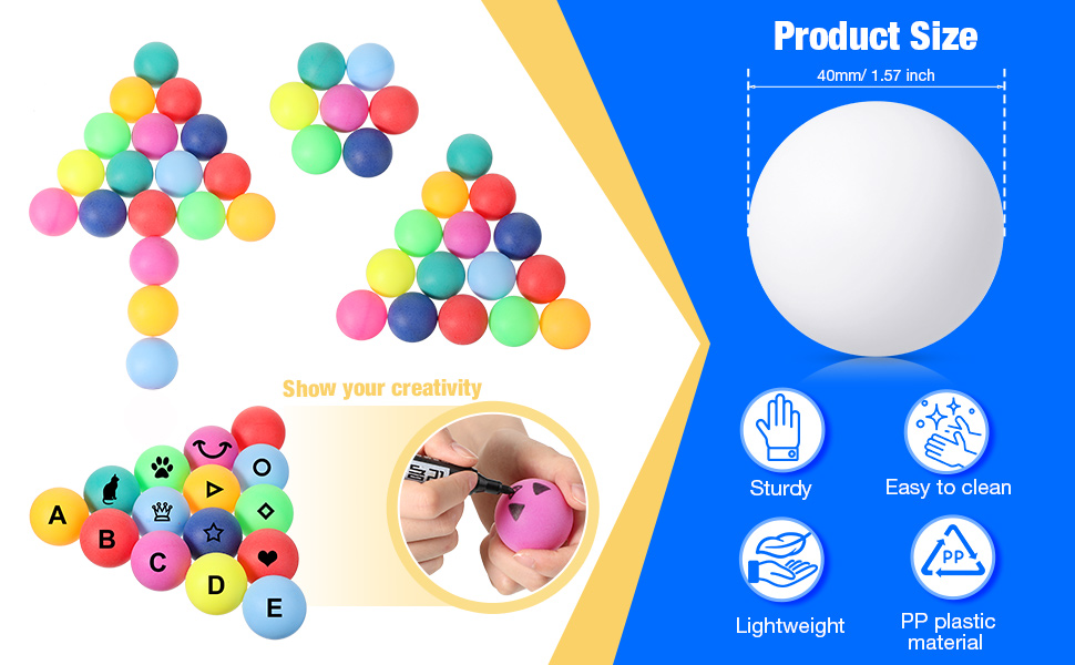 Rayyan Ping Pong Balls,Colored Ping Pong Balls,Sport Table Tennis Balls,Bulk Ping Pong Balls for